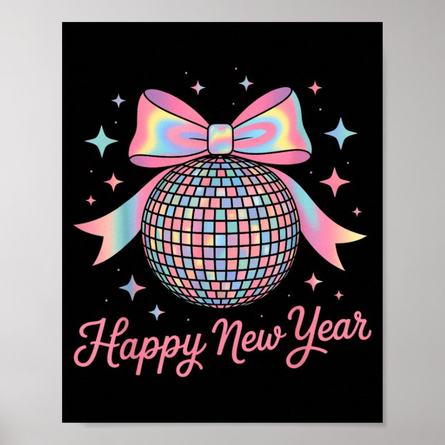 Póster Nye Disco Ball Luxury Golden Happy New Year  (Frente)