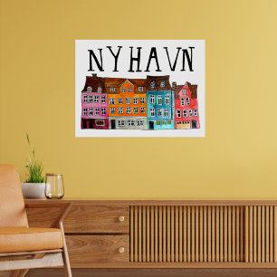 Póster NYHAVN Copenhagen Watercolor Art Travel