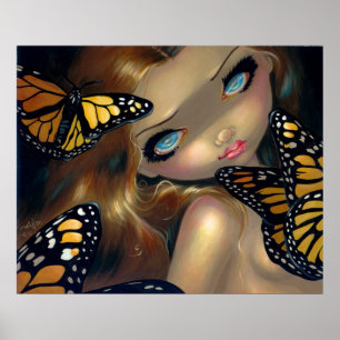 Póster Nymph con Monarchs ART PRINT mariposa hada