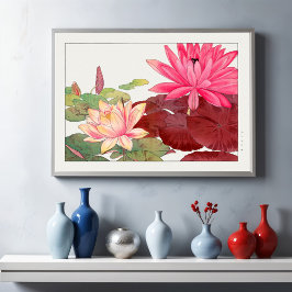 Póster Nymphaea lotus, floral