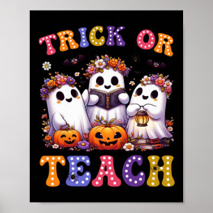 Póster O enseñar Halloween Fantasma Calabaza Espeluznante