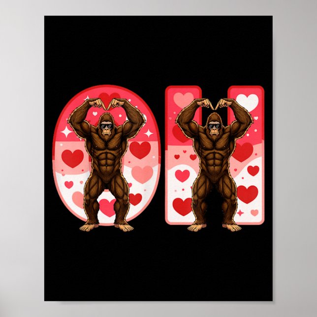 Póster O-h Couples Matching Funny Bigfoot In Midwestern V (Frente)