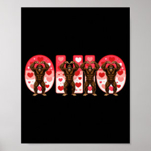 Póster O-h-i-o Bigfoot divertido Ohio en San Valentín del