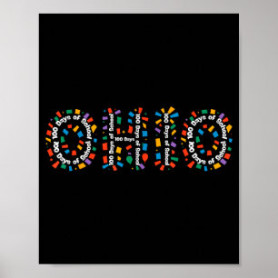 Póster O-h-i-o Divertido 100º Día de la Escuela Ohio Medi