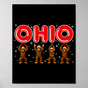 Póster O-h-i-o Divertido Bigfoot Ohio Vintage Navidad En 