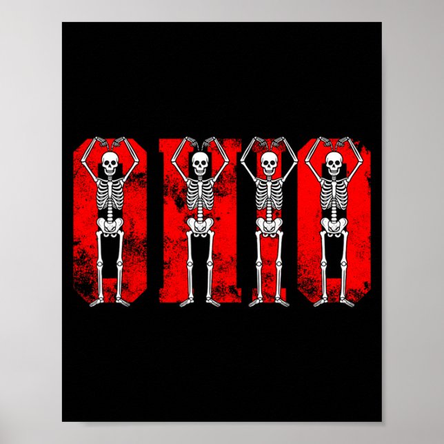 Póster O-h-i-o Funny Skeletons Ohio In Midwestern Valenti (Frente)