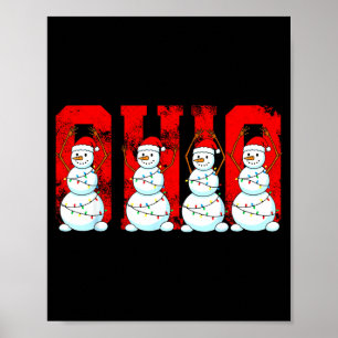 Póster O-h-i-o Muñeco de nieve de Navidad Ohio Vintage y