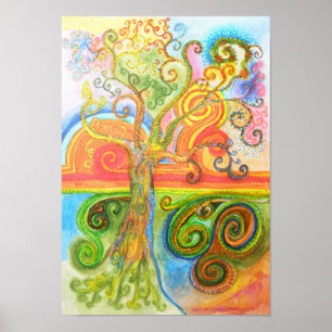Poster o impresión con el árbol colorido