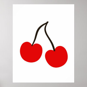 Poster o impresión de cerezas modernas para su coc