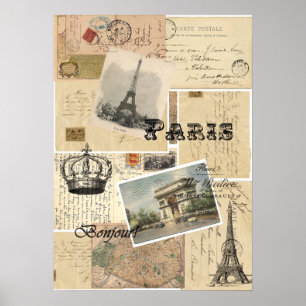 Poster o impresión de tarjetas postales francesas