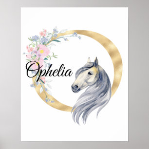 Póster O letter personalized name monogram with horse