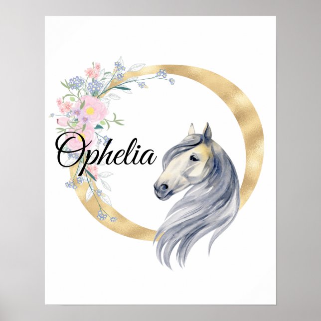 Póster O letter personalized name monogram with horse (Frente)