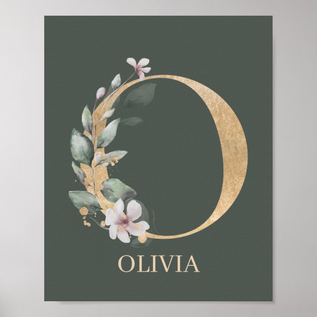 Póster O Monograma Poster floral personalizado (Frente)