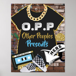 Póster O.P.P Hip Hop Blue Rótulo de mesa de regalo de oro
