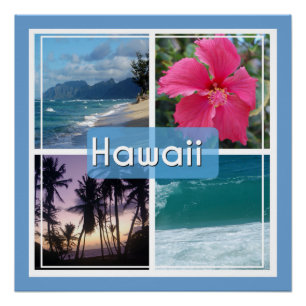 Póster Oahu, capa marina de Hawaii
