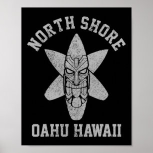 Póster Oahu Hawaii Costa Norte Playa de Surf Surfista Gif