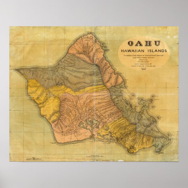 Póster Oahu (Islas Hawaianas) (Frente)