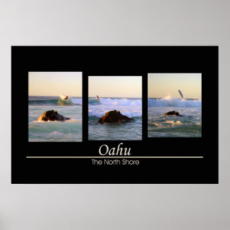 Póster Oahu - La costa norte - Surfing