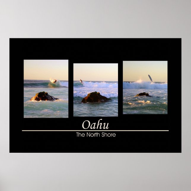 Póster Oahu - La costa norte - Surfing (Frente)