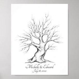Póster Oak Fingprint Tree Para Poster De Aniversario