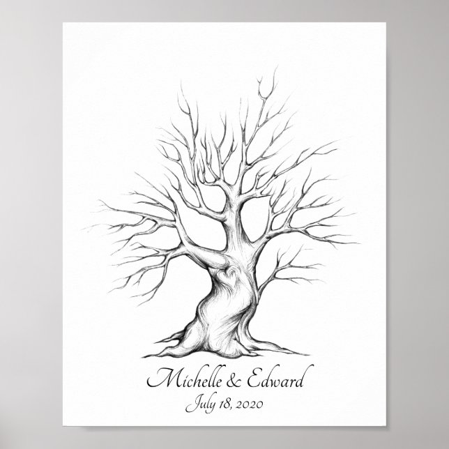 Póster Oak Fingprint Tree Para Poster De Aniversario (Frente)