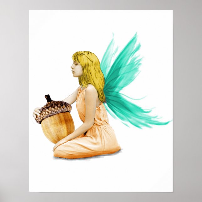Póster Oak Tree Fairy holding Acorn (Frente)