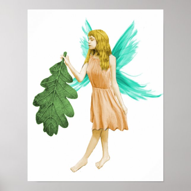 Póster Oak Tree Fairy holding an Oak Leaf (Frente)