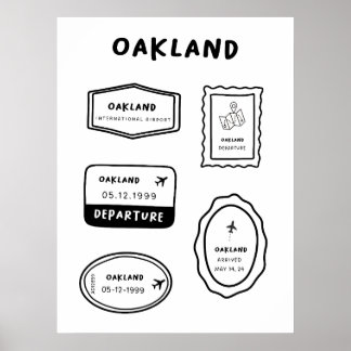 Póster Oakland - Colección de sellos de viaje | Minimalis