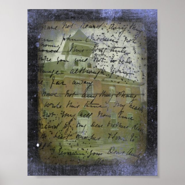 Póster Oakville, Iowa School Grunge Art (Frente)