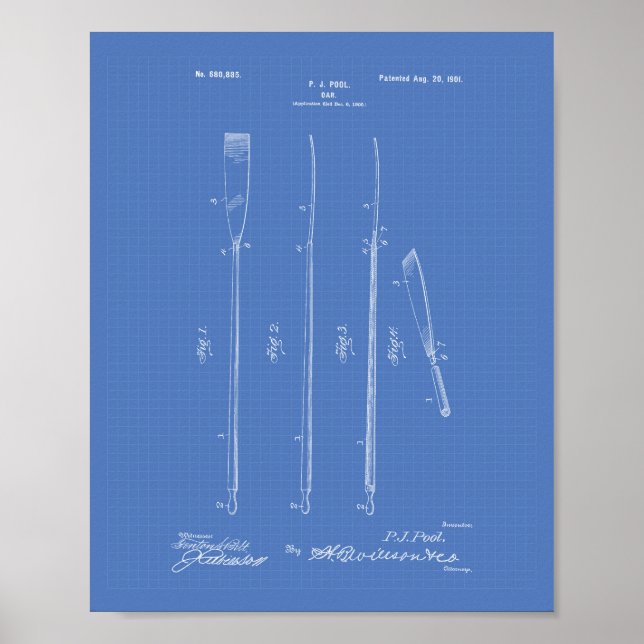 Póster Oar 1901 Patent Art - Blueprint (Frente)