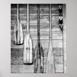 Póster Oars are hung on wooden shed in Big Cypress, 2