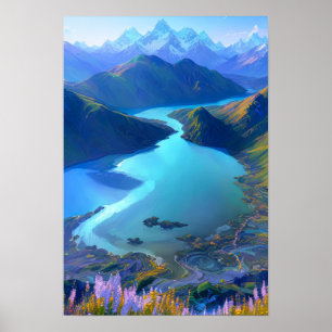 Póster Oasis de Azure: Un Lago Serene
