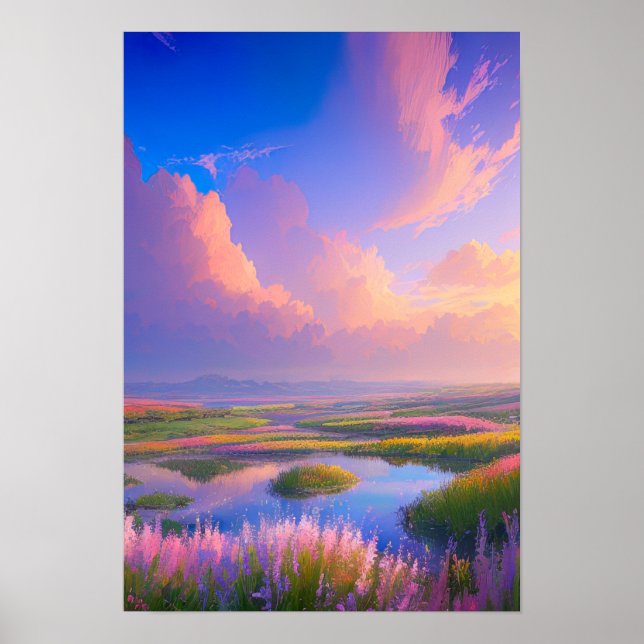 Póster Oasis de campo de flores (Frente)