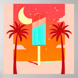 Póster Oasis de hielo Starry Summer Palm