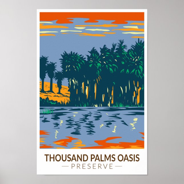 Póster Oasis de las Mil Palmas Preservar California Vinta (Frente)