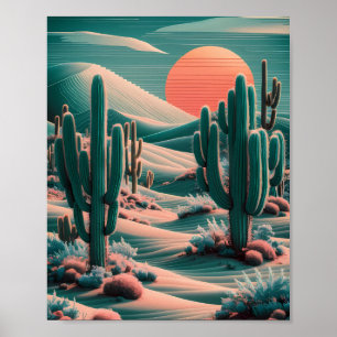 Póster Oasis del Desierto Pixelado