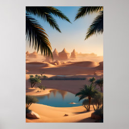 Póster Oasis del desierto y lago