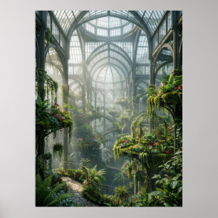 Póster Oasis del jardín de vidrio encantado
