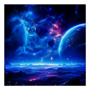 Póster Oasis galáctico: Paisaje estelar de la nebulosa az