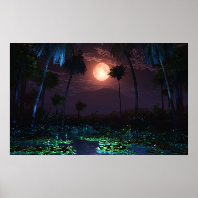 Póster Oasis iluminado por luna (Illume) (Frente)