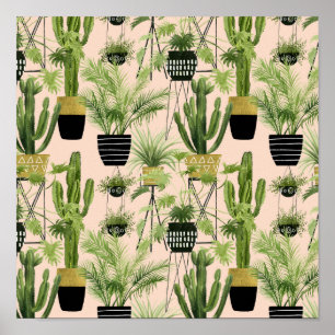 Póster Oasis interior   Patrón de líneas de planta