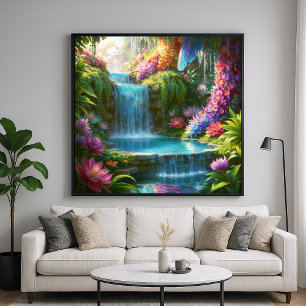 Póster Oasis oculto - Colorido estilo Ilustracion natural