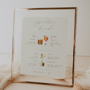 Póster OASIS Taupe Signature Bebe Boda Bar Rótulo