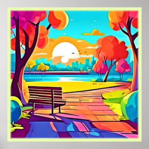 Póster Oasis Urbano Sunset Panorama