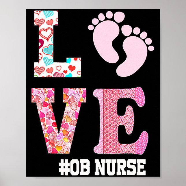 Póster Ob Nurse Valentines Day Delivery Labor Nursing 1  (Frente)