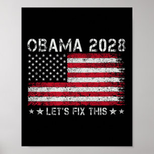 Póster Obama 2028 Bandera Retro Vintage Patriótica Estado