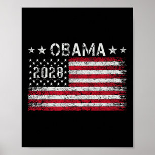 Póster Obama 2028 Retro Vieja Bandera Estadounidense Patr