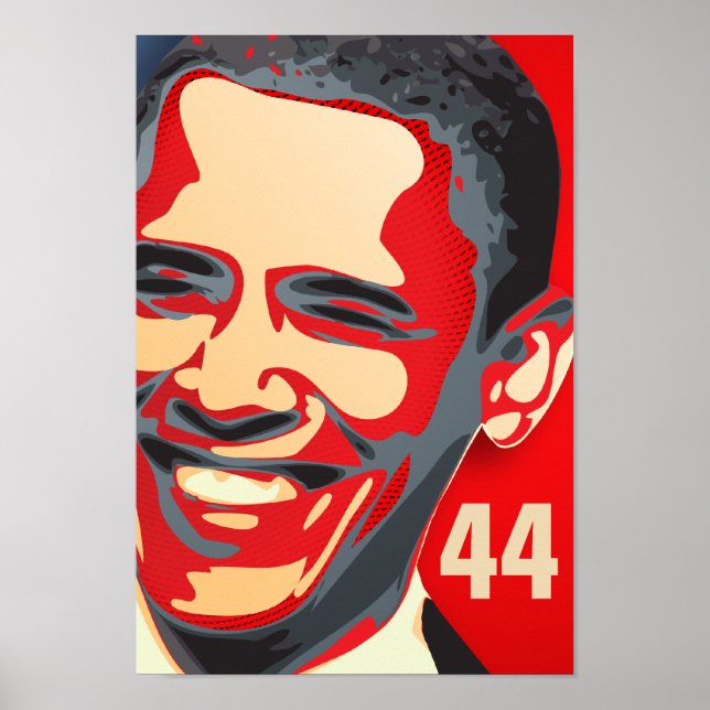 Póster Obama - 44° presidente en un GIGANTE Rojo (Frente)