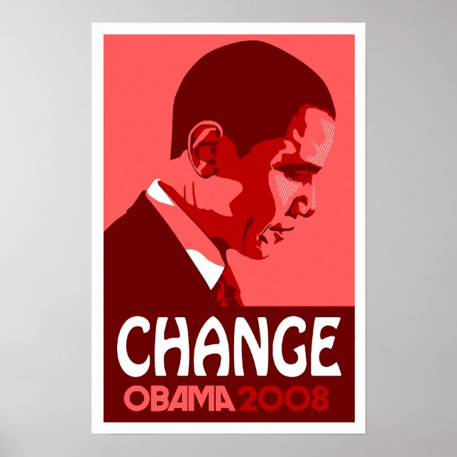 Póster Obama - Cambiar Poster rojo oscuro (Frente)