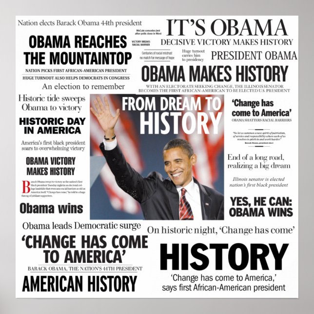 Póster Obama: Del sueño al Poster de titulares de la hist (Frente)